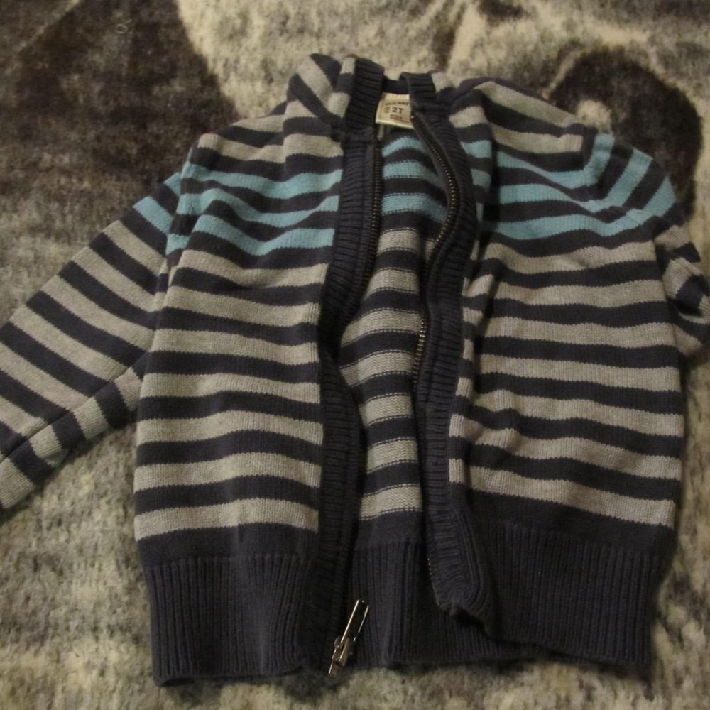 Stripe Hoodie Sweater, Blue 2T